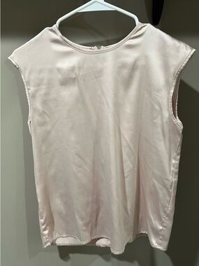 SHEIN Pale Pink Satin Cap-Sleeve Shell Top